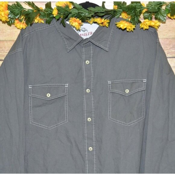 Wrangler Men's XXL Dark Gray Long Sleeve Thick Cotton Button Front Shirt Western - Picture 2 of 7